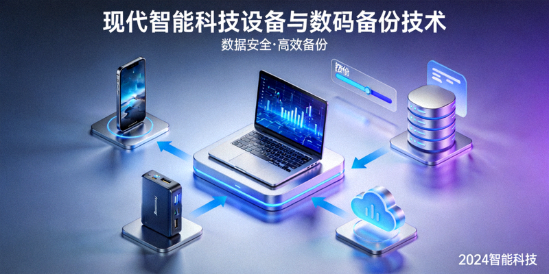 现代智能科技设备与数码备份技术概念展示